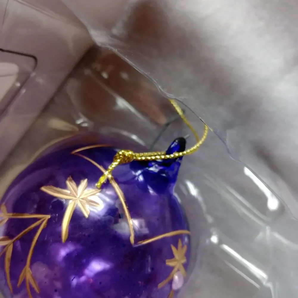 Designers Studio Glass Ornament Handmade Christmas Purple Gold Holiday Decor